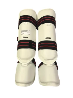 Used AAMA Martial Arts Shin Pads White LG