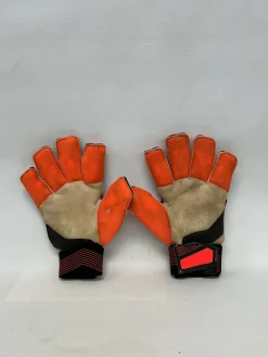 Used Adidas FINGERSAVE Soccer Goalie Gloves Black And Orange 11