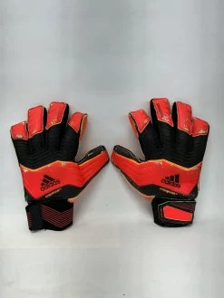 Used Adidas FINGERSAVE Soccer Goalie Gloves Black And Orange 11