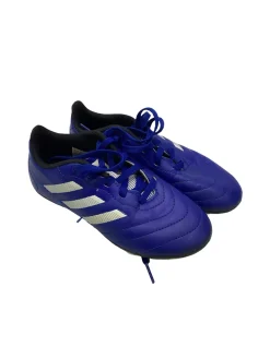 Used Adidas GOLETTO Soccer Cleats White And Royal Blue Junior 01