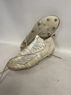 Used Adidas THREE STRIP LIFE Adult FB Cleats White Senior 9.5