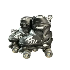 Used ADJ 12-2 4 QUAD ROLLER SKATE Junior Roller Quad Skates Black Adjustable