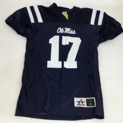 Used Alleson OLD MISS MENS SM 17 FOOTBALL JERSEY FB Top Adult Navy Blue SM
