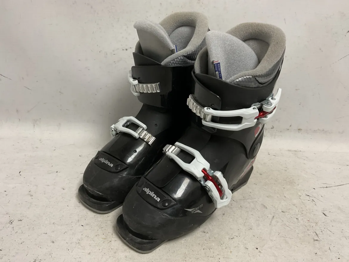 Used Alpina J2 SPORT FIT Boys DH Ski Boot Black 215 MP - J03