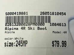 Used Alpina 4R Womens DH Ski Boot White 245 MP - M06.5 - W07.5