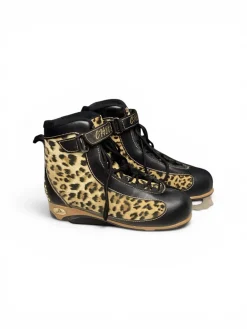Used American Athletic CHEETAH PRINT SOFTBOOT WomensFigure Skate Brown Senior 10