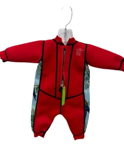 Used AQUA JOY WARMSY Infant Wetsuit Red Age 3-6 Months