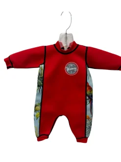 Used AQUA JOY WARMSY Infant Wetsuit Red Age 3-6 Months