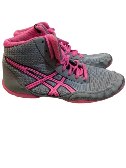 Used Asics GRAY AND PINK Wrestling Shoes Grey Junior 02.5