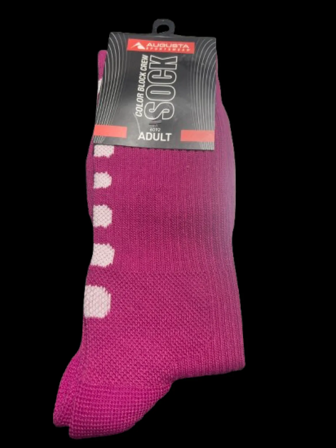 Used Augusta COLOR BLOCK CREW SOCK Athletic Pink M/L
