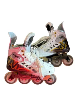Used Bauer Mission Inhaler FS1 Roller Hockey Skates White Junior 04