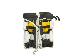 Used Bauer ONE.5 STEP 2 Goalie Leg Pads Junior White And Yellow 25"