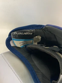 Used Bauer REACTOR R5 PRO 32+1 Goalie Leg Pads Senior White And Royal Blue 32