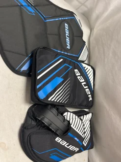 Used Bauer RECREATIONAL GOALIE SET Senior Shin Guards Black 20"