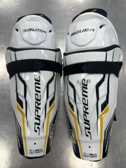 Used Bauer SUPREME 150 Junior Shin Guards White 11