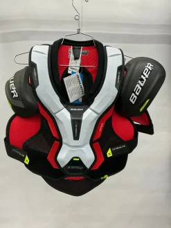 Used Bauer VAPOR HYPERLITE Intermediate Shoulder Pads White/Black/Red MD