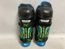 Used Bauer X Youth Shin Guards Black And Royal Blue 8"
