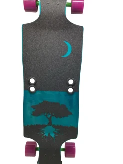 Used BEERCAN BOARDS TREE AND MOON Complete Skateboard Black Long