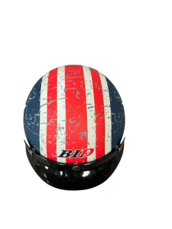 Used BLD OPEN FACE MOTO HELMET Adult Helmet Royal Blue LG