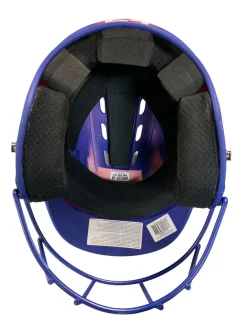 Used BoomBah HELMET W CAGE NVY/RED Batting Helmet w/Mask Navy Blue And Red S/M