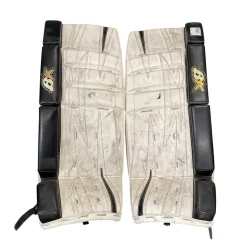Used Brians B STAR 27+1 Goalie Leg Pads Youth White 27"