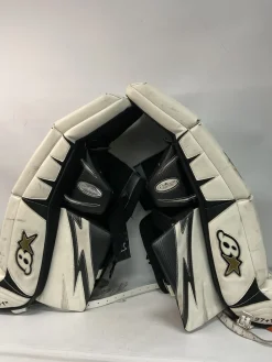 Used Brians G-NETIK 8 Goalie Leg Pads Junior White 27"