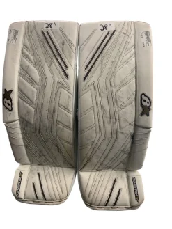 Used Brians G-NETIK X5 Goalie Leg Pads Junior White 28+1”