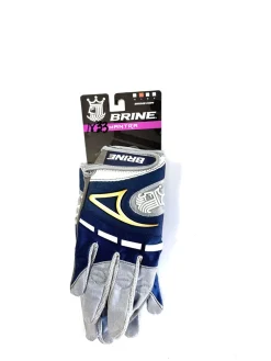 Used Brine MANTRA Lacrosse Gloves Womens Navy Blue LG