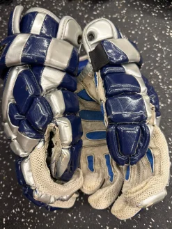 Used Brine MENACE Lacrosse Gloves Mens Navy Blue MD