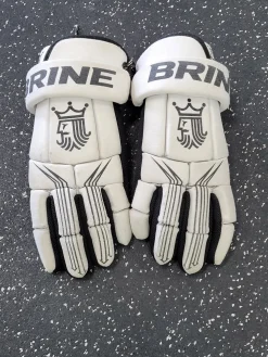 Used Brine SUPERLIGHT 2 Lacrosse Gloves Mens White LG
