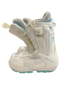 Used Burton EMERALD SMALLS SZ 4 Girls Snowboard Boots White Junior 04