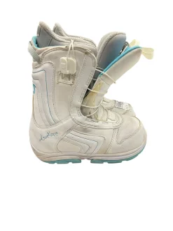 Used Burton EMERALD SMALLS SZ 4 Girls Snowboard Boots White Junior 04