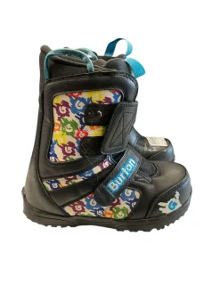 Used Burton KIDS GROM SZ 2 Boys Snowboard Boots Black Junior 02