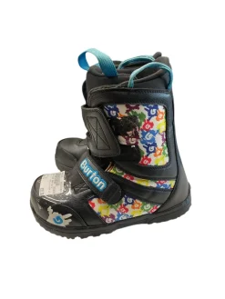 Used Burton KIDS GROM SZ 2 Boys Snowboard Boots Black Junior 02