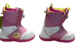 Used Burton ZIPLINE BOA Girls Snowboard Boots White Junior 05