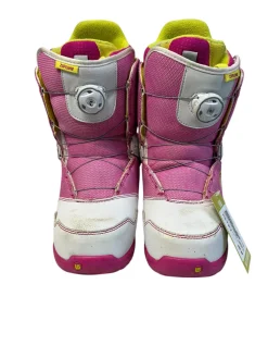 Used Burton ZIPLINE BOA Girls Snowboard Boots White And Neon Pink Youth 07.0