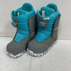 Used Burton ZIPLINE BOA Girls Snowboard Boots Grey Junior 06