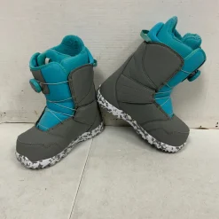 Used Burton ZIPLINE BOA Girls Snowboard Boots Grey Junior 06