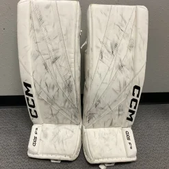 Used CCM AXIS F9 Goalie Leg Pads Senior White 32"