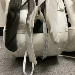 Used CCM AXIS XF PRO Goalie Leg Pads Senior White And Black 34"