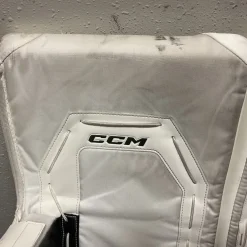 Used CCM AXIS XF PRO Goalie Leg Pads Senior White And Black 34"
