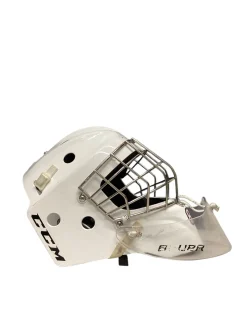 Used CCM GFL 1.5 Junior Goalie Helmet/Mask White One Size