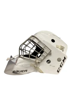 Used CCM GFL 1.5 Junior Goalie Helmet/Mask White One Size