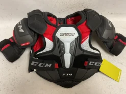 Used CCM JETSPEED FT4 Junior Shoulder Pads White/Black/Red SM