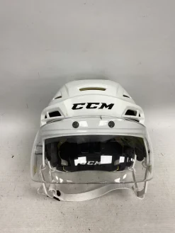 Used CCM TACKS 310 L Helmet Half Visor Combo White LG