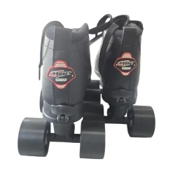 Used CRAZY ROCKET QUAD SKATES 12Y-2 Junior Roller Quad Skates Black Adjustable