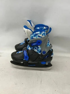 Used DBX ADJ 10-13 Boys Softboot Skate Black And Carolina Blue Adjustable
