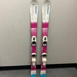 Used Elan LIL MAGIC Girls DH Ski/Binding White And Pink 120 cm