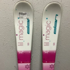 Used Elan LIL MAGIC Girls DH Ski/Binding White And Pink 120 cm