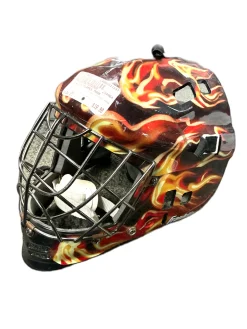 Used Franklin FLAMES MASK St Hcky Goalie Helmet Yth Black/Orange/White SM